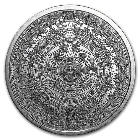 1 Oz Aztec Calendar Silver Round